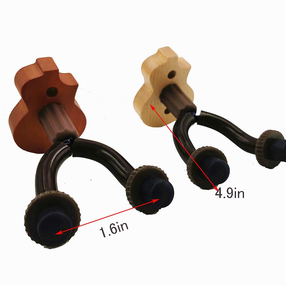 2 Pack Ukulele Wall Mount Hanger Stand - Wooden Holder For Ukulele, Mandolin, Banjo - Home & Studio Display