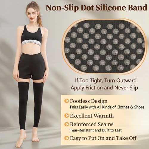 Image of Medical Compression Stockings for Women & Men, 20-30 mmHg Footless Thigh High Compression Socks, Long Graduated Compression Sleeves, Full Leg Pressure Support Hoses for Varicose Veins, Edema