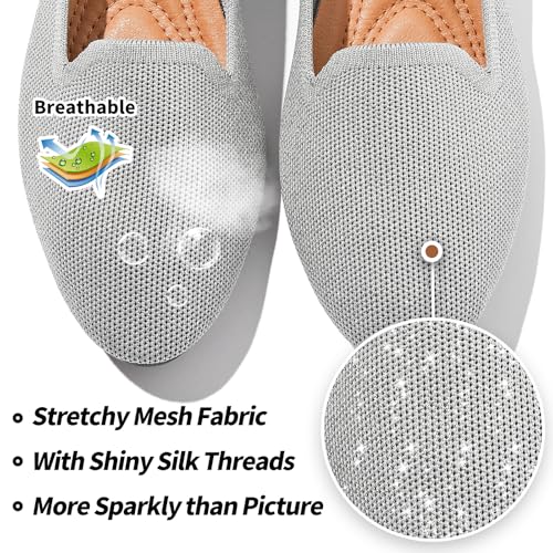 Image of BABUDOG Women's Flats Shoes Shiny Mesh Loafers Shoes Soft Memory Foam Flats