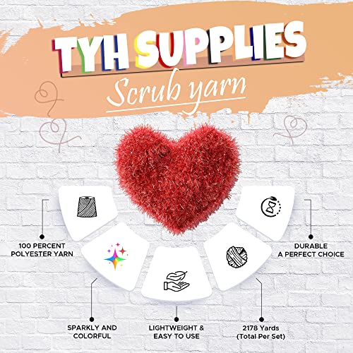 Tyh Supplies 33 Skeins Scrubby Yarn For Dishcloths - Multi-Colored, 100% Polyester Material For Knitting, Crocheting, And Dishwashing - 66 Yards Per Skein With A Diverse Selection Of Colors #TOP1