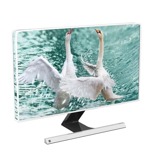 Image of Swan Waterproof Screen TV Cover 50,51,52 Inch Swans in The Water Weatherproof Dust-Proof Anti-Scratch Anti-Static Television Covers for LCD LED PC Desktop and Home Hanging TV Decorations
