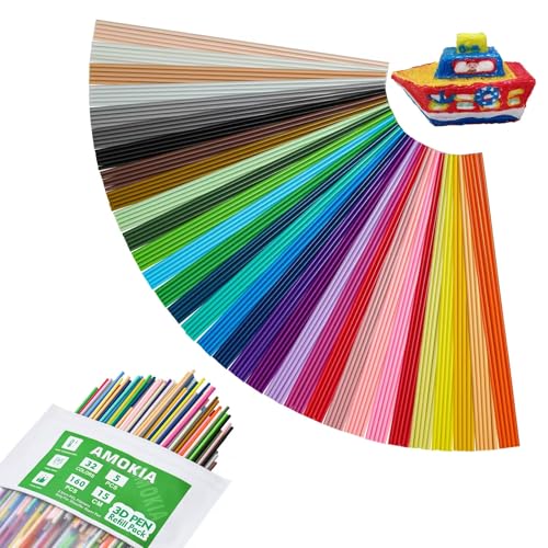 32 Colors 3D Pen Refills Pack for 3Doodler Start+ 3D Pen 2.5mm PCL Filament Low Printing Temperature Total 160pcs 3D Printing Filament Only Compatible with 3Doodler Start+