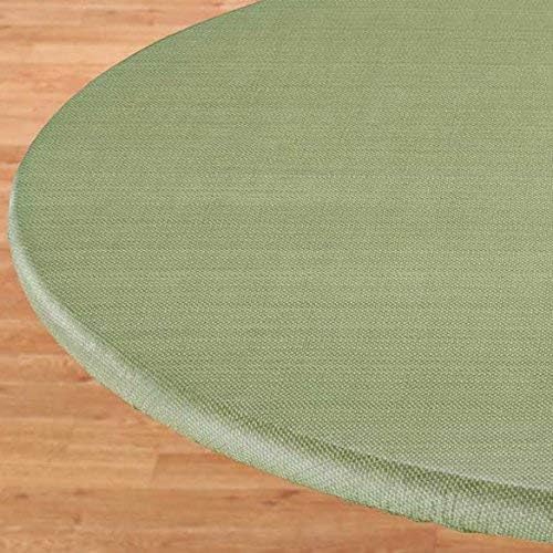 LAMINET Elastic Fitted Table Cover - Basketweave (Green) - Oblong/Oval - Fits Tables up to 48 x 68”