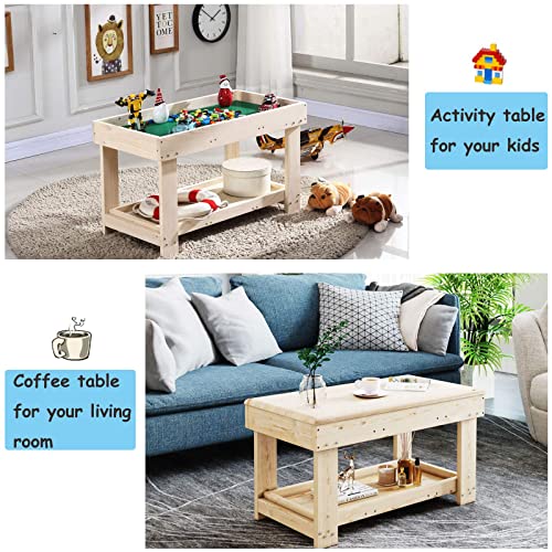 Youhi Kids Activity Table With Board And Storage For Bricks Activity Play Table (Wood Color) #TOP3
