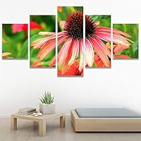 SIGNWIN 5 Panel Canvas Wall Art Botanical Chic Closeup Expressive Multicolor Photography Realism Ultra for Home Decorations Ready to Hang - 60