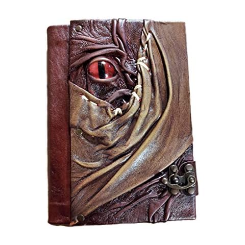 Handmade Sculpted Genuine Leather Notebook Grimoire Spellbook embossed journal sketchbook with 160 Pages Cover