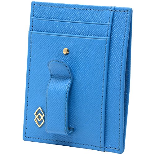 Alpine Swiss Double Diamond Mens RFID Money Clip Front Pocket Wallet Crosshatch Aqua