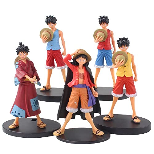 Image of Luffy Set Action Figure- Miniature Toy Figure (Doll) Special Edition for Car Dashboard, Decoration, Cake, Office Desk & Study Table (Pack of 5) (Height- 16cm)