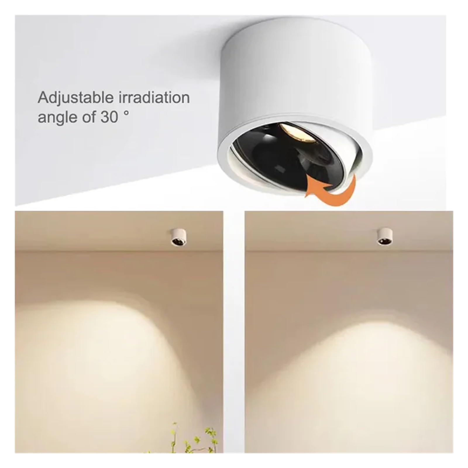 Faretto a LED ad angolo regolabile COB Downlight super luminoso 5W 7W 9W 12W 15W Piccola plafoniera for montaggio su superficie for interni(Warm White 3000k,Black)