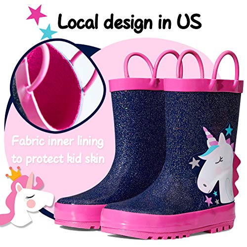 Image of mysoft Kid Rain Boots Toddler Rubber Waterproof Boot Boy Girl with Handle | Pull on, Slip Resistant