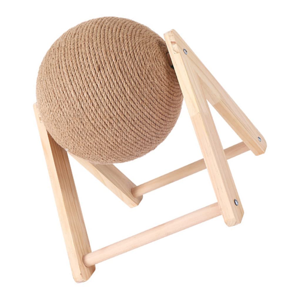 POPETPOP Cat Scratcher Toy Natural Sisal Cat Scratching Ball Scratching Post Interactive Wood Scratcher Pet Toys for Cats Kittens