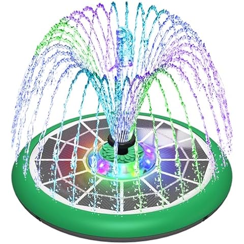 SZMP Solar Fountain 5W Bird Bath Fountains with 2024 Upgraded UFO Lights, 4000mAh Solar Fountain Pump with 7 Nozzles & 4 Fixers, Solar Powered Fountain Pump for Hummingbirds, Pool, Pond, Garden Decor Cover