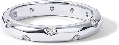 Miniatura 3 de PAVOI 14K Gold Plated Cubic Zirconia Rings for Women Classic Stackable Ring Band for Women