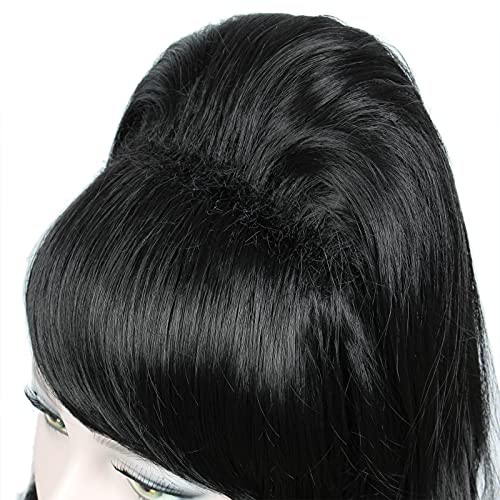 Image of Linfairy Long Wavy Black Wig Big Bouffant Beehive Wigs for Women fits 50s 80s Costume