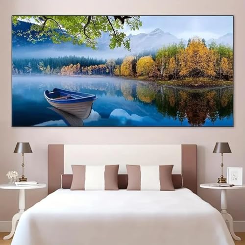 Toile art mural forêt et lac décoration de maison salon 80x160cm