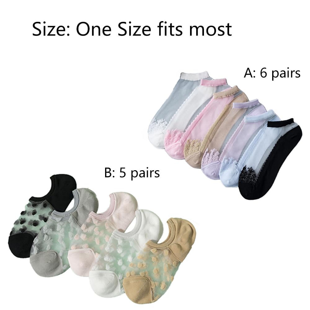 6 Paires De Chaussettes Transparentes Transparentes Pour Femmes, Chaussettes En Maille Ultrafines, Chaussettes Antidérapantes Pour Les Chevilles, Chaussettes Cristal Ultrafines
