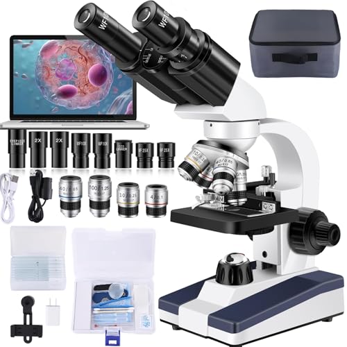 Image of Microscope for Adults WF10x and WF25x eyepieces Compound Microscope with Microscope Slides, Microscope Kit for Kids Students Home School