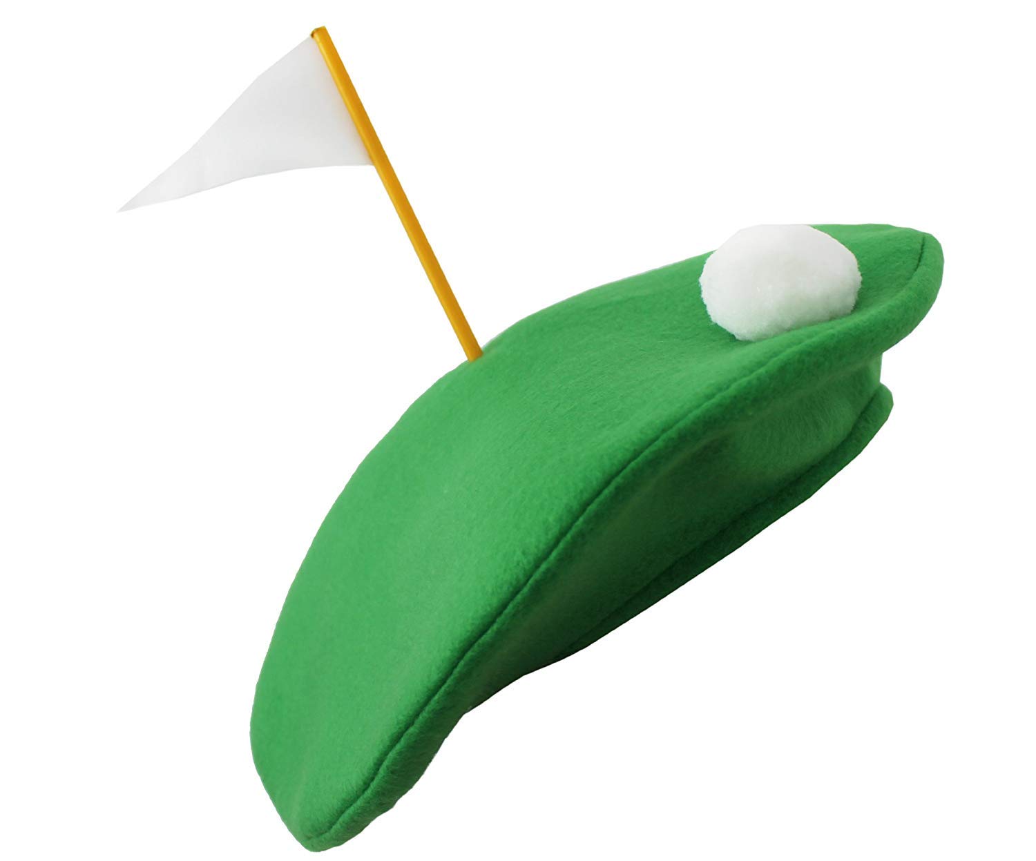 6 X GOLF HAT FANCY DRESS ACCESSORY CRAZY PUB GOLF GREEN BERET WITH FLAG POLE & BALL POMPOM SPORTS CAP