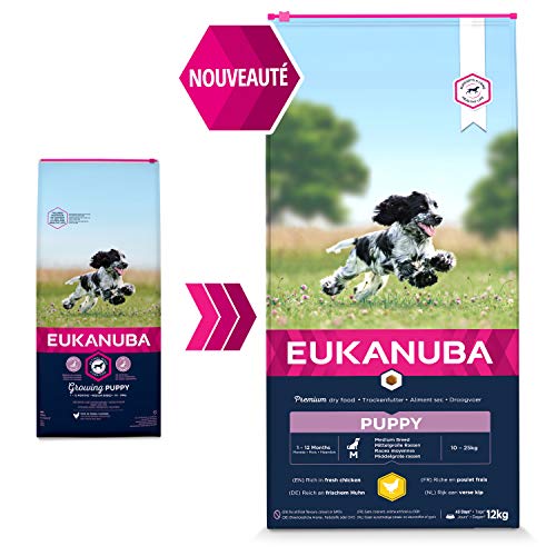 Eukanuba Chien Chiot Nourriture sèche Pour Moyenne Race Poulet 3Kg – Image 3