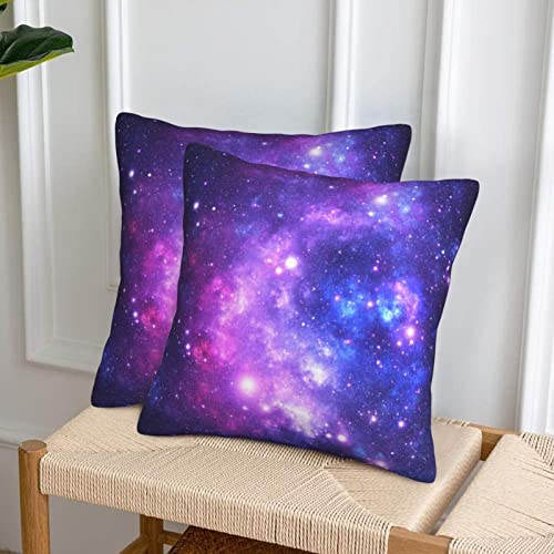 Galaxy Star Space Nebula Throw Pillow Covers 18X18 Pillowcase Farmhouse Pillow Case Square Cushion For Living Room Couch Sofa Bed Home Outdoor Indoor Decor Set Of 2 #TOP3