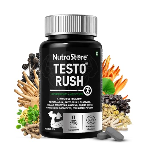 Image of Testosterone Supplement for Men | Blend of 10 Powerful Herbs Including Ashwagandha, Safed Musli, Ginseng, Tribulus & Cordyceps | Energy Booster & Stamina Booster for Men | Daily Health Supplement (60 Tablets)