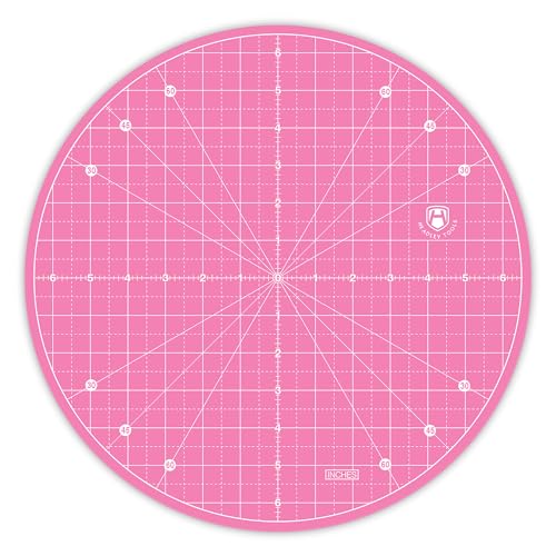 Headley Tools 13"x13" Round Rotating Cutting Mat, Self Healing Mat with 360-Degree Rotation & Anti-Slip Base, Sewing Board Cutting Mat Perfect for Fabric Quilting Leather Hobby Project, Pink