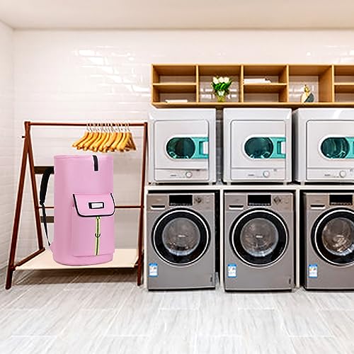 Image of laundry bag backpack,extra-large heavy duty laundry bags,laundry backpack for college students,drawstring closure (Light Pink Laundry Bag)