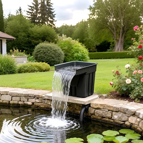 Biling Teich Wasserfall mit Teichfilter Komplettset, Pool Wasserfall mit 80W 4500L/H Teichpump, Wasserfälle Bachläufe Kit für Gartenteich Wasserspiel Terrasse