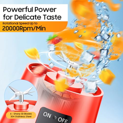 Image of Portable Blender for Smoothies & Shakes - New 380Ml Personal Size Blender Cordless & USB Rechargeable, BAP Free Travel Cup with 6 Blades, Suit for Picnic /Sprots /Office /Gym