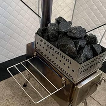 Amazon | 薪ストーブ サウナストーン カゴ キャンプ用グリル 焚火台