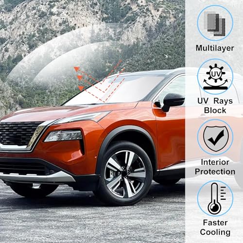 Image of Windshield Sun Shade Fit for 2021 2022 2023 2024 2025 2026 Nissan Rogue 3rd Gen.Accessories(Not for Rogue Sport) Foldable Sunshade Shield Protector