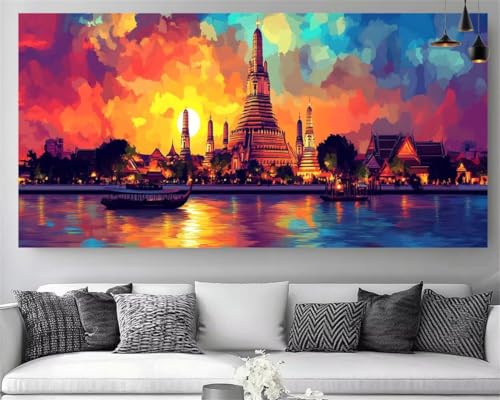 Peinture diamant navire 5D strass point de croix grand format adulte