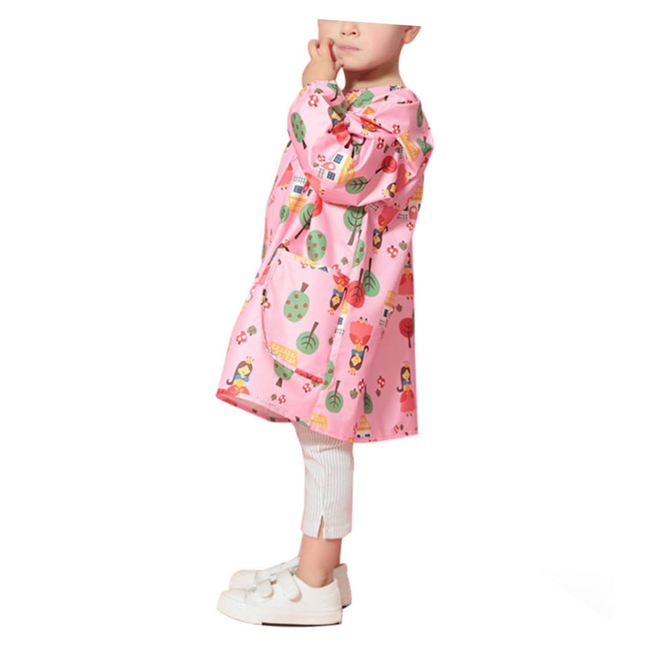 Hemobllo Tablier de Peinture Imperméable Rose en Polyester pour Garçon et Filles, Blouse D'art Manches Longues, Résistant aux Taches, pour Dessin et Peinture