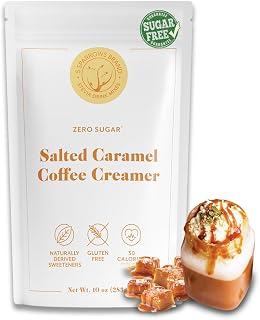 5 SPARROWS Sugar-Free Salted Caramel Powder Drink Mix- Stevia, Keto Friendly, No Sugar Coffee Creamer, 10 oz