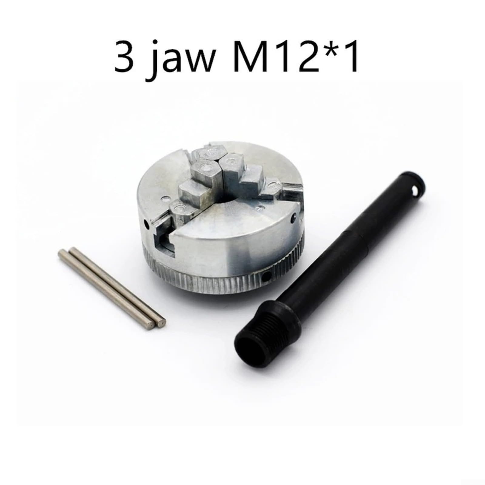 Mandrin pour mini tour avec filetage M12x1, mandrin à 3 mâchoires et 4 mâchoires en alliage de zinc, kit de support d'outils précis pour perceuses et travaux de tournage (C)