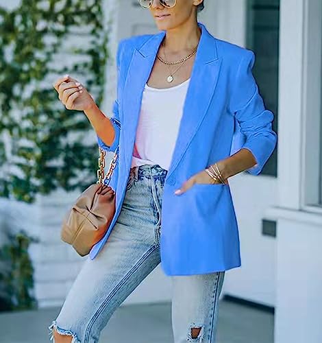 Women's Casual Slim Blazer Jackets Long Sleeve Lapel Button Work Office Open Front Professional Top Suit Jacket2
