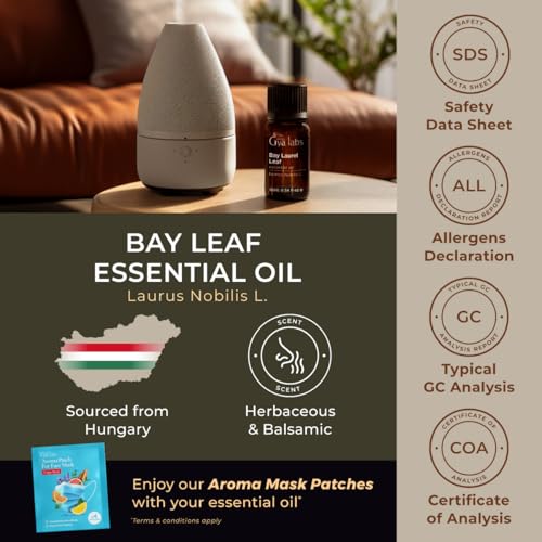Image of 100% Pure Bay Leaf Essential Oil - 0.34 Fl Oz - Bay Leaf Oil for Hair, Skin, Diffuser, Aromatherapy & DIY Candle Making Scent