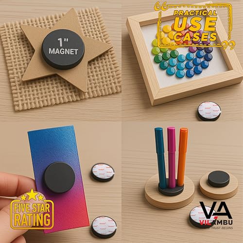 Image of Self Adhesive Disc Magnets - 1 Inch Size x 4 mm, 25 PCS | Round Peel & Paste Fridge Magnets for Art Crafts, DIY Projects, School Science Experiments, Office, Classroom, Home Decor Organization