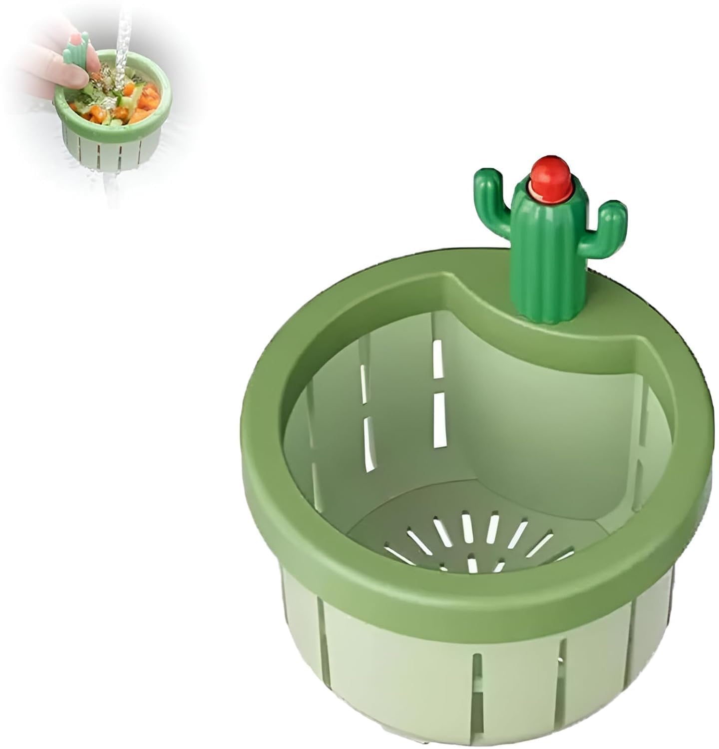 Cactus Kitchen Sink Drain Strainer - Automatic Dumping Basket & Kitchen Waste Collector | Multi-Functional Sink Draining Basket Filter | Easy Press Filter Net Lifting Basket (1 pic)-image-34