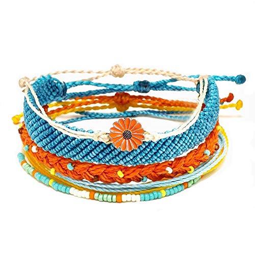 SOFTONES VSCO String Wave Bracelets for Women Girls Handmade Colorful Waterproof Adjustable Braided Beach Bracelet Set for Women