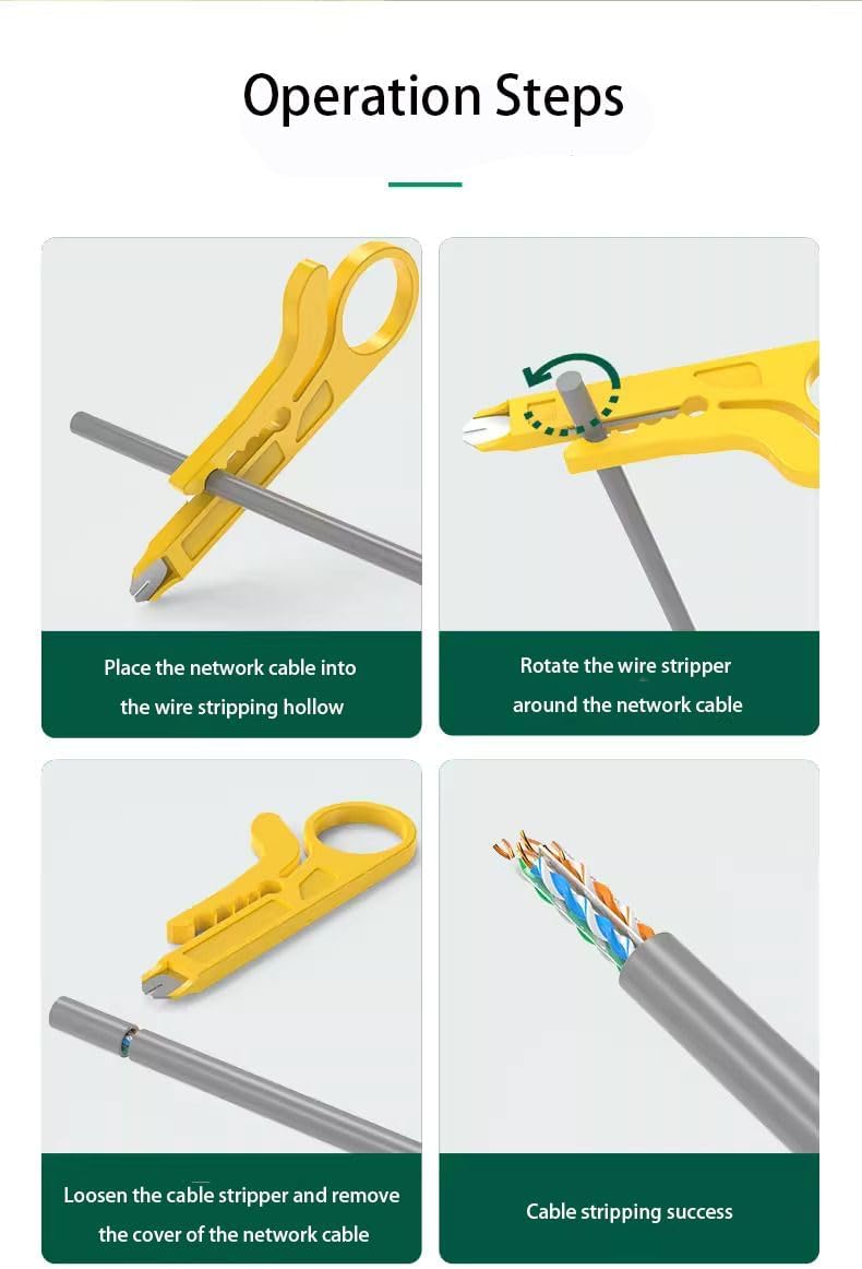 Mini Network Wire Stripper, Punch Down Cutter for CAT‑5,CAT‑5e and CAT‑6 RJ45 Cables, Telephone Cable and Computer UTP Cable,High Quality Steel Blade, Wire Stripper Crimper Pliers
