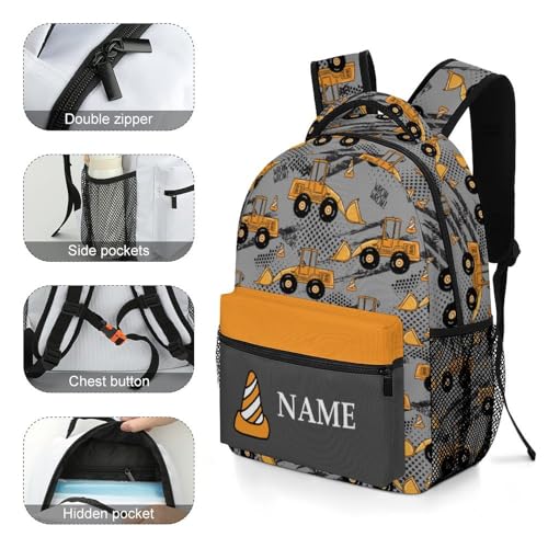 Custom Kids Backpack Set Add Name Personalized Car Truck 3 in 1 School Bags with Lunch Box Water Bottle Customized Bookbag Back to School3