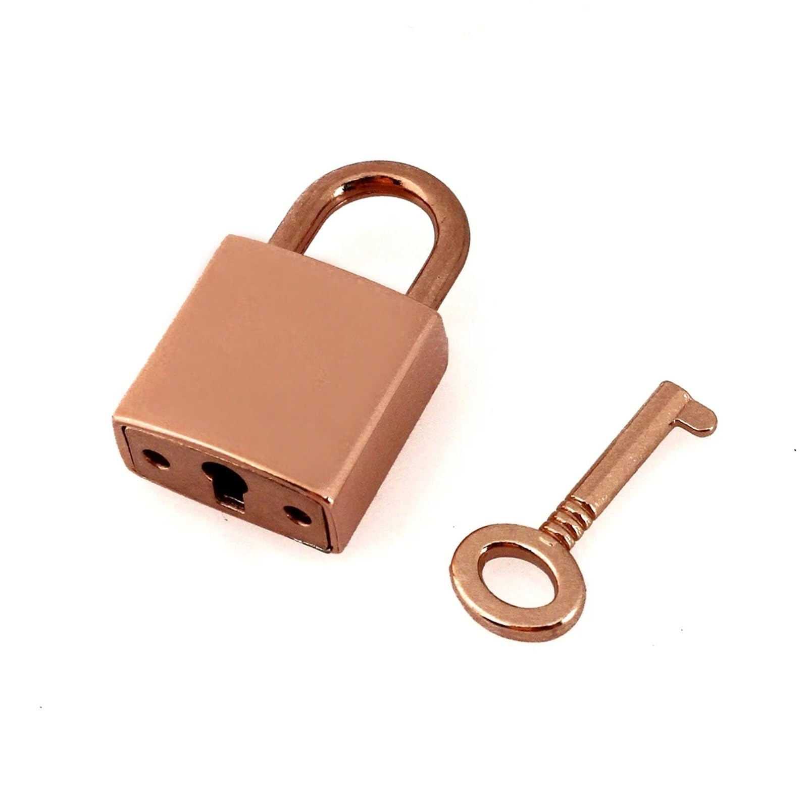 Cadenas à clé carré en métal rose gold robuste pour sécuriser vos créations