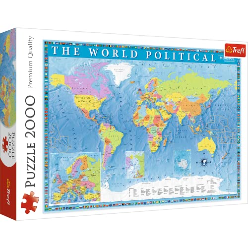 Trefl, Puzzle, Politische Weltkarte, 2000 Teile, fĂĽr Kinder AB 12 Jahren, Farbig, 27099