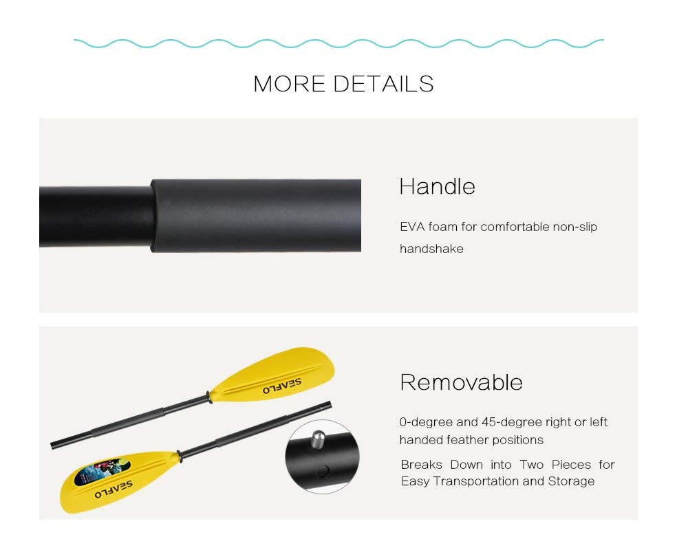 Seaflo LIGHTEU - Doppia pagaia per kayak, canoa, canoa, canoa, canoa, canoa, canoa, canottaggio