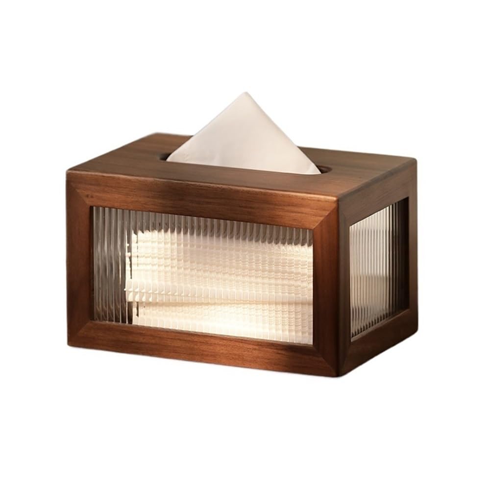 Tissue Case Retro Household Office Rectangular Tissue Paper Holder Box Cover Case Napkin Chinese Style Dispenser for Countertops Tissue Dispenser(Clear)