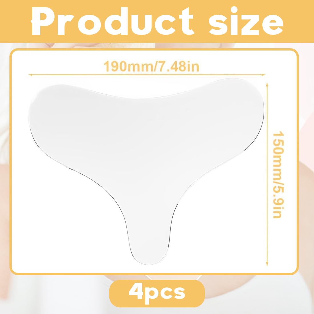 4 Pezzi Cerotti Antirughe in Silicone Trasparente per Collo, Décolleté e Petto – Patch Riutilizzabile Notturna per Donna e Ragazza, Cuscinetto Antietà per Prevenzione Rughe e Lift Cutaneo