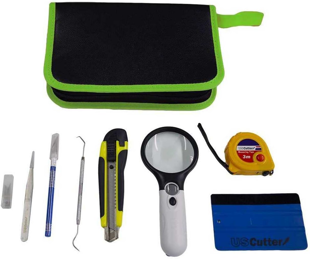 USCutter Rapid Weeding Kit - Knives, Weeding Tool, Tweezer, Squeegee, Magnifying Glass, Tape Measurer, Carry Case
