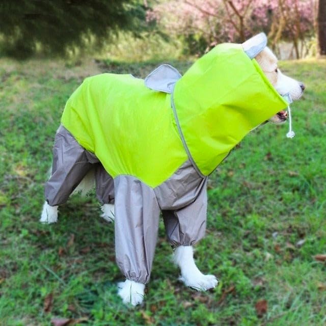 Bhumi Enterprises Dog Raincoats Rain Snow Coats Waterproof Clothing 4 Four Legs Raincoat Full-Cover Dogs Hooded Poncho (Neon Green) (32) 3
