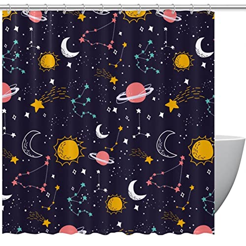 Rideau de douche planète 152x183cm imperméable lavable avec 12 crochets - 2